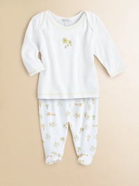 A delightful two-piece set, crafted in lush pima cotton, with cute owl print and contrast stitching.Envelope necklineLong sleevesPullover styleElastic waistbandPima cottonMachine washImported