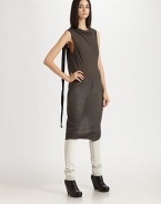 This sheer cotton design features a low, asymmetrical V back.BoatneckSleevelessDraped frontAsymmetrical low back with ruched detailAsymmetrical hemlineAttached back band of trimAbout 30 from natural waistCottonDry cleanMade in Italy of imported fabricModel shown is 5'11 (180cm) wearing US size Small. 