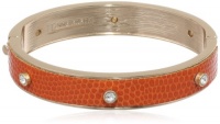 Anne Klein Dalton Gold-Tone Orange Leather Thin Bangle Bracelet