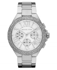 This menswear-inspired Camille collection watch from Michael Kors glistens with rings of crystal shimmer.