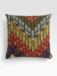 A witty photographic print in a colorful chevron pattern offers a closeup of the famous Missoni knits, giving this pillow its playful yet elegant character.Zip-off coverCotton/linenDown/feather fill16 squareDry cleanMade in Italy