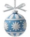 Showcasing vintage snowflake designs, this ornament from Wedgwood is crafted of beautiful white and blue porcelain for an air of refinement upon your tree.