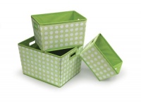 Badger Basket 3 Pack Polka Dot Nesting Trapezoid Shape Folding Baskets, Sage