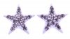 Adorable Small 1/2 Star Shaped Stud Earrings with Sparkly Lavender (Light Purple) Austrian Crystals