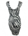 B44 Dressed by Bailey 45 womens black beige ocelot zebra dress S