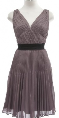 Max And Cleo Taupe Rose Chiffon 'Myna' Pleated Sleeveless Dress 12