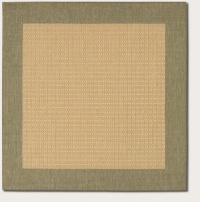 Couristan 1005/5005 Recife Checkered Field Natural/Green Rug, 7-Feet 6-Inch Square