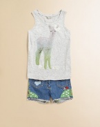 Soft and cozy in pure cotton, this cuddly knit llama-print tank will make her smile.ScoopneckSleevelessCottonMachine washImported