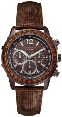 Guess Watch, Women's Chronograph Bronze Tone Textured Leather Strap U0017L4