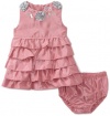 Hartstrings Baby-girls Newborn Shantung Tierred Dress And Diaper Cover Two Piece Set, Frosted Rose, 3-6 Months