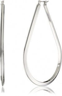 Nine West Got The Edge Silver-Tone Tear Drop Click-It Hoop Earrings