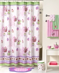 Tea time! Your bathroom is ready for a little afternoon tea with this whimsical bath rug shaped like a teapot in a pink, purple and green color palette that's completely kid-friendly. From Jay Franco.