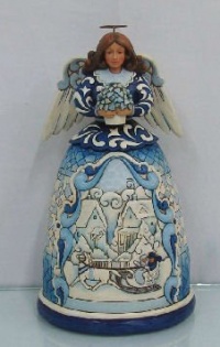 Jim Shore Blessed Be Your Winter Memories Blue Angel With Winter Scene Figurine