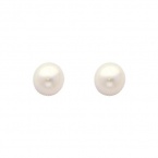 14K Yellow Gold Medium Pearl Stud Earrings with Screw-back for Baby & Children