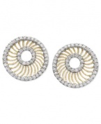 B. Brilliant 18K Gold Over Sterling Silver Circle Fan Stud Earrings