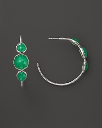 Ippolita Seafoam Wonderland Sterling Silver 3-Stone Hoop Earrings in Chrysoprase