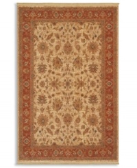 Reinterpreting the rustic charm of the world's most legendary antique carpet designs, this rug is painstakingly crafted to capture the abrash or stria effect often associate with aged vegetable dyes. After weaving, each rug is given a special antique wash to further harmonize the colors with a rich vintage patina.