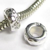 Queenberry 1 Pc Sterling Silver Stopper with Rubber Round Hammered Bead for European Charm Bracelets