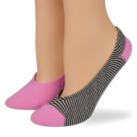 Ralph Lauren women's socks Striped Ghost Ped brown/pink 2pairs