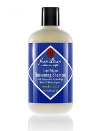 True Volume Thickening Shampoo with Expansion Technology, Basil and White Lupine. Helps hair look thicker and fuller and keeps scalp skin healthy. The PureScience formula features a blend of naturally derived surfactants and certified organic ingredients with no fragrance, parabens or colorants. Ideal for everyday use for all hair types. Safe for color-treated hair.