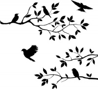 Lot 26 Studio Burnish Birds & Blossoms Vinyl Wall Decal, 16 x 24-Inches