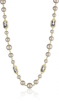 Anne Klein Sorbet Gold-Tone Champagne Pearl and Crystal Strand Necklace, 42