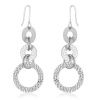 Sterling Silver Hammered Circles Drop Wire Earrings