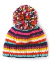 In collaboration with Women for Women, this cheerfully striped pom pom hat from kate spade new york is handmade by artisans in Bosnia.