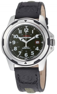 Timex Men's T49451 Expedition Rugged Field Shock Analog Green Leather and Nylon Strap Watch