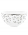 Gleaming leaves rain down on white bone china dessert bowls topped off with a platinum rim. From Lenox Lifestyle dinnerware, these dishes are playfully modern and naturally chic, and have an enchanting look that's fresh and perfect for every occasion.