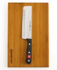 Perfect for a green landscape. Give your vegetables, greens and other healthy ingredients the best treatment. The precision-forged high carbon blade effortlessly slices and dices, while the attractive bamboo board is the perfect assistant and platform for prepping and presenting your culinary creation. Lifetime warranty.