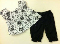 Calvin Klein ~ Baby/Infant Girl's 2 Piece Shirt/Capri Set -Black & White 0-3 Mo.