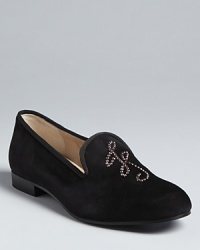 Jeweled logo accents define these stylish Jil Sander smoking flats.