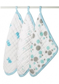 aden + anais 3 Pack Muslin Washcloths, Hide and Sea