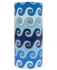 Reinventing ancient wave drawings in high-gloss glaze, the Jonathan Adler Carnaby vase offers a vibrant home accent to showcase your blossoms and fine taste.