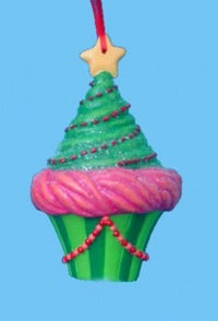 3.75 Cupcake Heaven Glitter Frosted Tree Dessert with Star Christmas Ornament