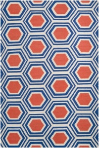 3'6 x 5'6 Rectangular Surya Area Rug by Jill Rosenwald FAL1035-3656 Royal Blue/Coral Color Handmade India Fallon Collection