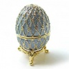 Light Blue Faberge Egg Box on Stand set with Swarovski Crystals 24k Gold FIGURINE