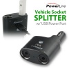 PowerLine 90310 Auto Socket Splitter with USB Power Port