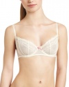 Betsey Johnson Women's Eyelet Lace Underwire Demi Bra, Suzy Snow, 32DD