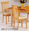 Set of 2 Contemporary Natural Finish Dining Chairs w/Cushion Seat