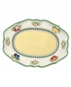 French Garden serving pieces complement-and complete-the mix-and-match dinnerware and dishes from Villeroy & Boch. In Fleurence, with a pale yellow center and summer fruits around the rim.