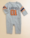 A charming romper with a football motif in cozy cotton for your little all star.CrewneckLong sleevesShoulder snapsBottom snapsCottonMachine washImported Please note: Number of snaps may vary depending on size ordered. 