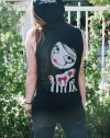 Women's Anabella by Dottie Gleason Punk Goth Carnie Doll Tattoo Artwork Sleeveless Hoodie Pullover Black Vest