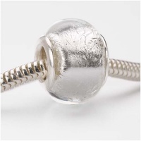 Murano Style Glass Silver Foil Lampwork Bead Fits Pandora 14mm (1)