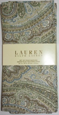 Lauren Ralph Lauren Fenton Paisley Napkins Sage Spring Summer Set of 4 -- 20 X 20