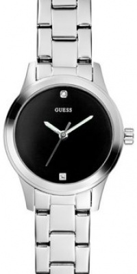 Guess Women's U85118L1 Silver Stainless-Steel Quartz Watch with Black Dial