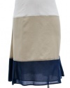 Anne Klein Cotton/Silk Blend Sand Dune Color Block A-Line Skirt 16W