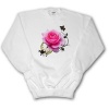 Steampunk Design Pink Rose and Clock Design - Youth SweatShirt Large(14-16)