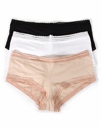 A super soft cotton boyshort with a sheer scalloped waistband and legs. Style #891204